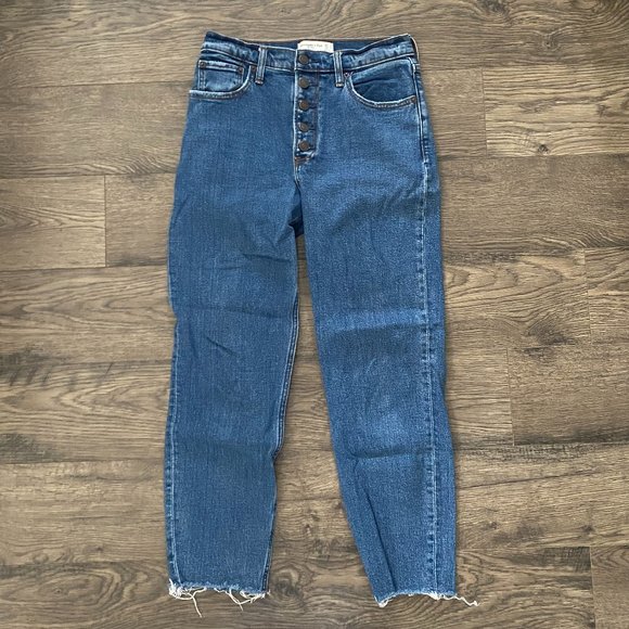 Abercrombie The Mom Jean High Rise Distressed Hem - Picture 1 of 5